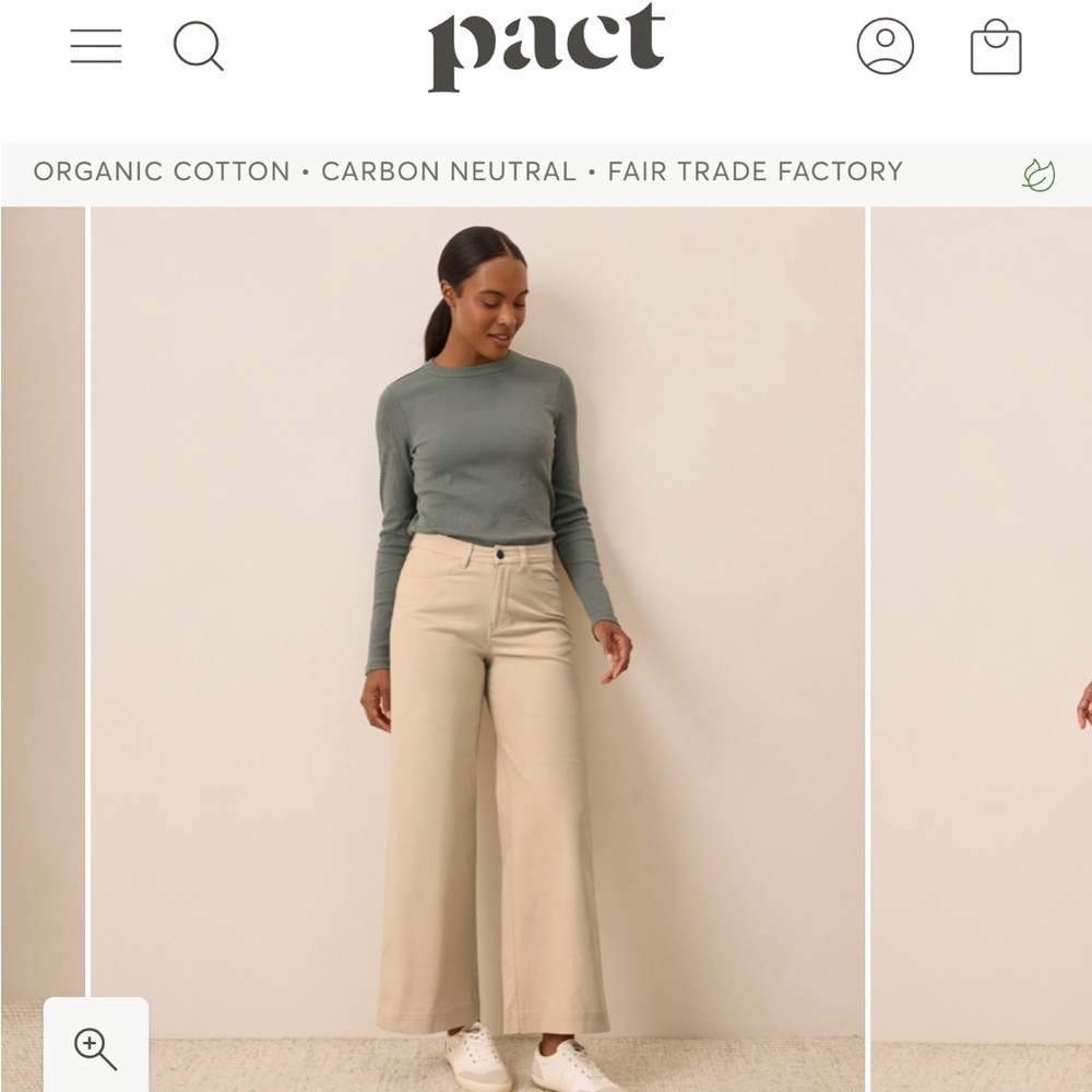 Pact Stretch Twill Wide Leg Pants in Sandshell